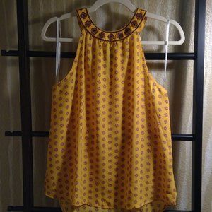 Yellow Orange Floral Halter Top